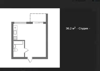 1-комнатная квартира, 28 м² - фото 1